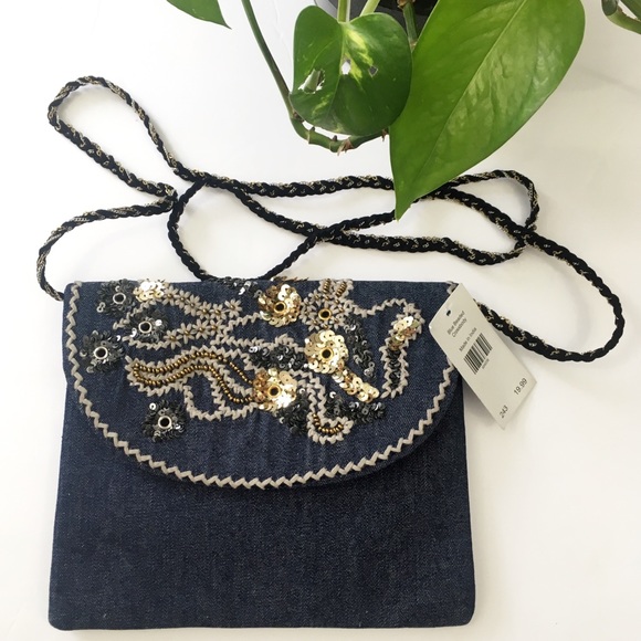 unbranded Handbags - 3/$21 Chambray Crossbody Clutch Embellished Purse
